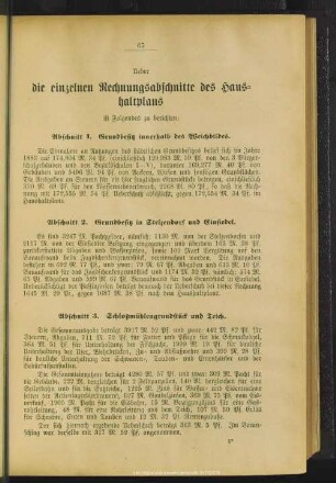 Die einzelnen Rechnungsabschnitte des Haushaltplans