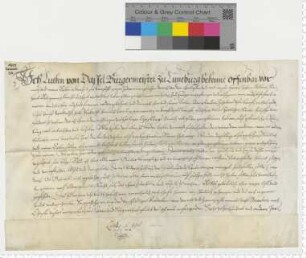 Bürgermeister Lutke von Dassel verkauft dem Bürgermeister zu Lüchow Joh. Albr. Reinhart für 1000 Taler eine Rente von 50 Talern. Eigenhändige Unterschrift.