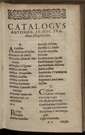 Catalogus Autorum, In Hoc Tractatu allegatorum.