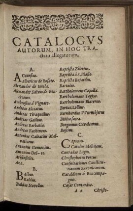 Catalogus Autorum, In Hoc Tractatu allegatorum.