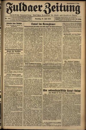 Erste Ausgabe vom Sonntag, den 21. Juli 1935.