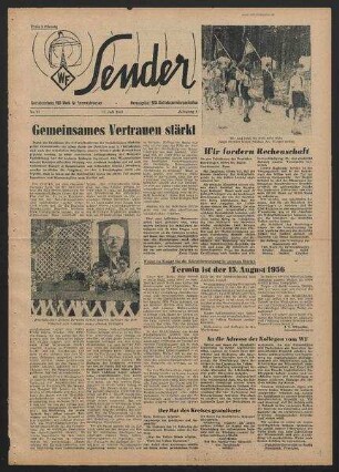 Betriebszeitung 'WF-Sender', Nr.27/1956 (11. Juli 1956)