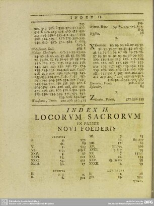 Index II. Locorum Sacrorum In primis Novi Foederis