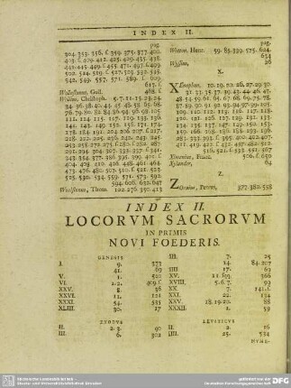 Index II. Locorum Sacrorum In primis Novi Foederis