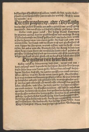 Die erste propheczey. ader Weyssagung des heyligen propheten Danielis am andern capittel seyner weyssagung ...
