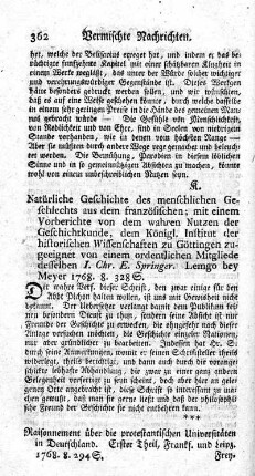 Natürlilche Geschichte des menschlichen Geschlechts.
