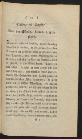 Siebentes Kapitel. Von der Sünde, besonders Erbsünde.