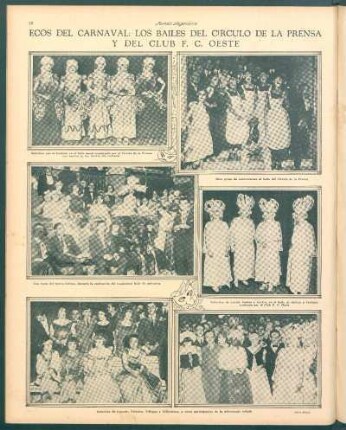 Ecos del carnaval, los bailes del círculo de la prensa y del Club F. C. Oeste [Fotografías]