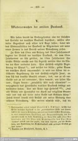 V. Wiedererwachen der antiken Baukunst