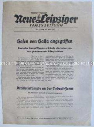Extrablatt der "Neuen Leipziger Tageszeitung" zu Kämpfen im Mittelmeer und um Tobruk