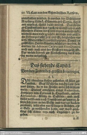 Das siebende Capitel. Von den Zeiten des grossen Interregni