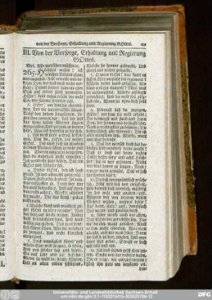 III. Von der Vorsorge, Erhaltung und Regierung Gottes.