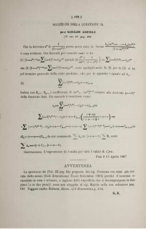 Soluzione della questione 54 (V. vol. IV. pag 319).