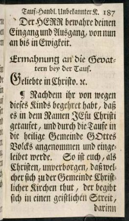 187-194, Ermahnungen an die Gevattern...
