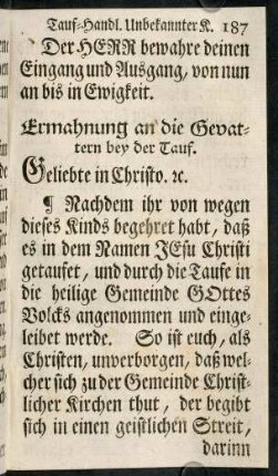 187-194, Ermahnungen an die Gevattern...