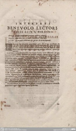 INTERPRES BENEVOLO LECTORI.