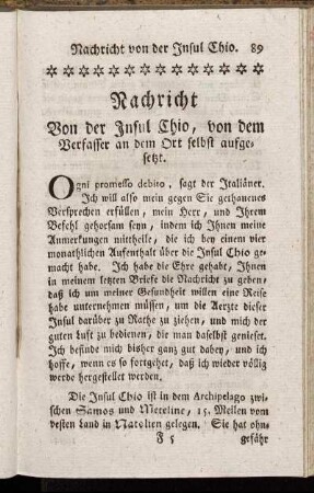 [Beschreibung der Insul Chio.]