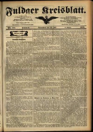 Zweite Ausgabe vom Samstag, den 10. Juli 1909.