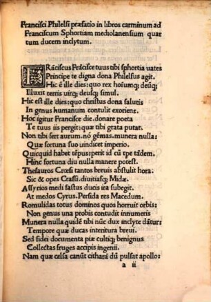 Odae : mit Widmungsvorrede an Francesco Sforza. Mit Widmungsgedicht an Ludovicus Martinengus von Johannes Franciscus Hostianus