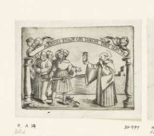 Heiliger Bernhard trinkt Öl ohne zu erkranken, Blatt 6 der Folge "Szenen aus dem Leben des heiligen Bernhard von Clairvaux"