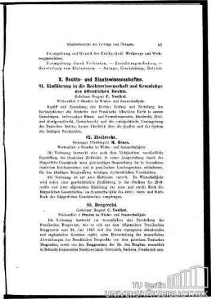 X. Rechts- und Staatswissenschaften