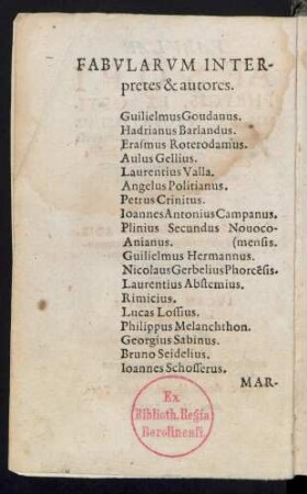 Fabularum Interpretes & autores.