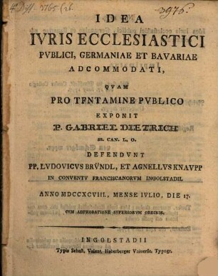 Idea iuris ecclesiastici publici, Germaniae et Bavariae adcommodati