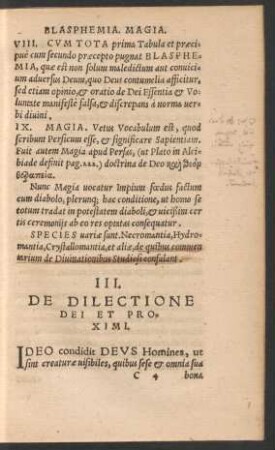 III. De Dilectione Dei Et Proximi.