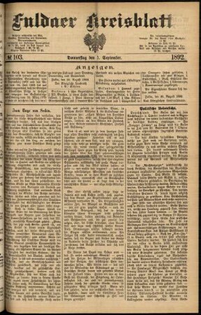 Ausgabe vom Donnerstag, den 01. September 1892.