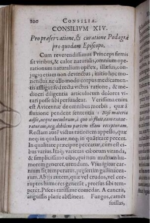 Consilium XIV. Pro praeservatione & curatione Podagrae pro quodam Episcopo