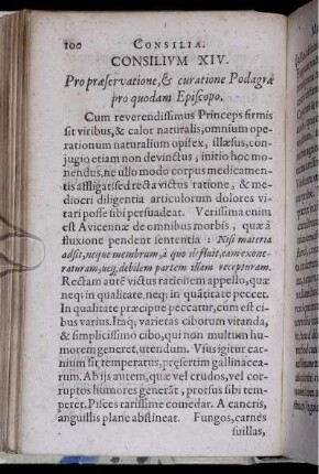 Consilium XIV. Pro praeservatione & curatione Podagrae pro quodam Episcopo