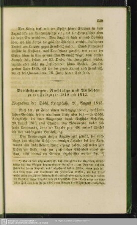Berichtigungen, Nachträge und Ansichten zu den Feldzügen 1812 und 1813