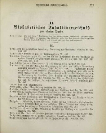 II. Alphabetisches Inhaltsverzeichniß