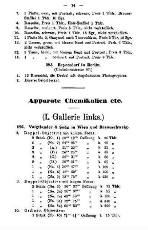 Apparate Chemikalien etc.