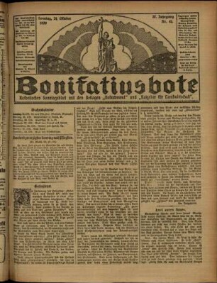 Erste Ausgabe vom Sonntag, den 24. Oktober 1920.