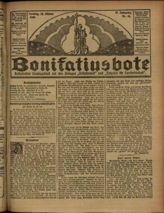 Erste Ausgabe vom Sonntag, den 24. Oktober 1920.