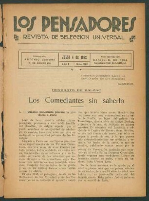 1922001300: Los comediantes sin saberlo : de la comedia humana