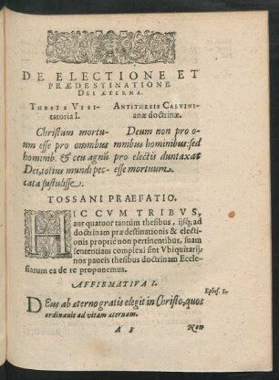 De Electione Et Praedestinatione Dei Aeterna.
