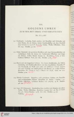 XIII. Goldene Uhren (Nr. 551-607)