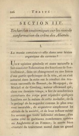 Section IIIe : Recherches anatomiques sur les vices de conformation du crâne des Aliénés