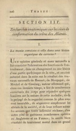 Section IIIe : Recherches anatomiques sur les vices de conformation du crâne des Aliénés