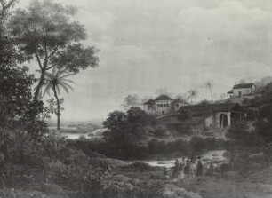 Brasilianische Landschaft mit Herrenhaus und Zuckermühle