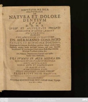 Disputatio Medica Inauguralis De Natura Et Dolore Dentium