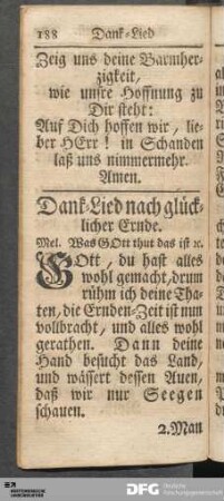 Dank-Lied nach glücklicher Ernde