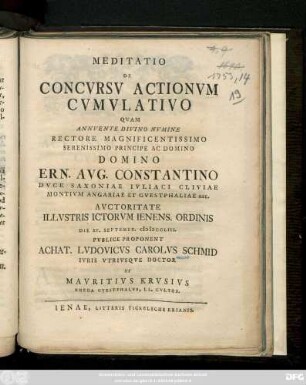 Meditatio De Concvrsv Actionvm Cvmvlativo