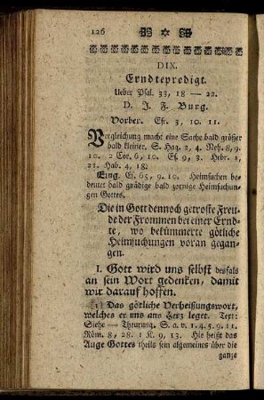 DIX. Erndtepredigt. Ueber Psal. 33, 18 - 22.