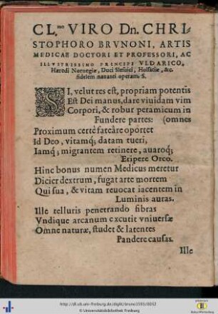 Clarissimo viro Dn. Christophoro Brunoni…