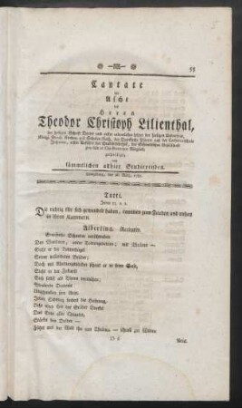 Cantate der Asche des Herrn Theodor Christoph Lilienthal, ...