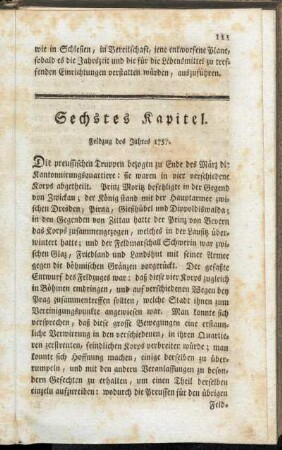 Sechstes Kapitel. Feldzug des Jahres 1757