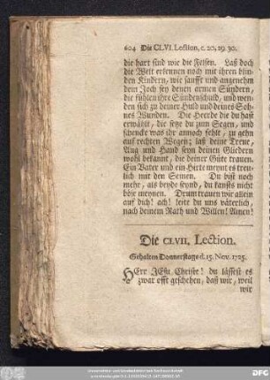 Die CLVII. Lection. Gehalten Donnerstags d. 15. Nov. 1725.